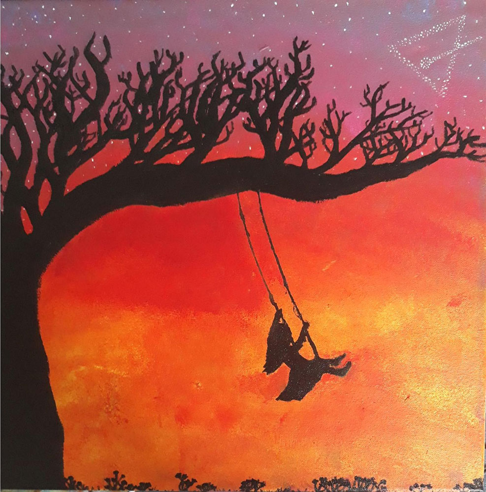 sunset swing painting